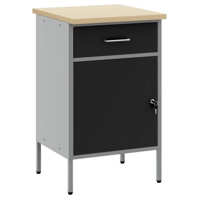 vidaXL - Werkbank - met - lade - met - opslag - Zwart - en - Grijs - 50 - x - 55 - x - 85 - cm