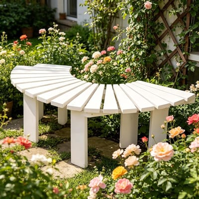 Houten Boombank - Modulaire Zitelementen - Buiten Ontspannen - Weerbestendig Massief Hout - 300kg Draagvermogen - Wit