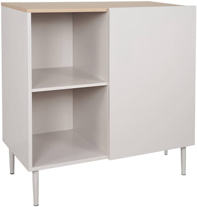 sweeek - Dressoir metaal en houtdecor 4 vakken 1 deur 80cm - ashton