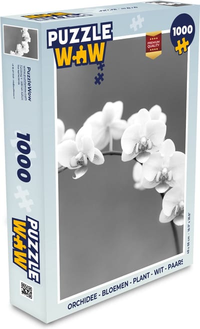 Puzzel Orchidee - Bloemen - Plant - Wit - Paars - Legpuzzel - Puzzel 1000 stukjes volwassenen