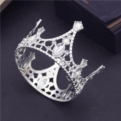 Couronne d'Anniversaire Décoration de Gâteau Petit Cercle 8cm Diadème pour Enfants Bijoux de Cheveux de Mariage Nuptial Tiaras Ornements de Tête gray