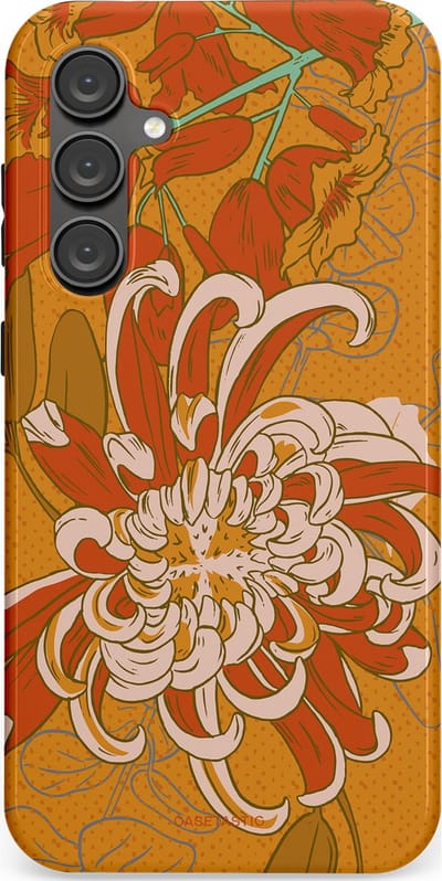 Casetastic hoesje geschikt voor Samsung Galaxy S23 FE - Dubbellaagse bescherming - Bloemige lente - Fashion Case - Okergeel Terracotta Beige
