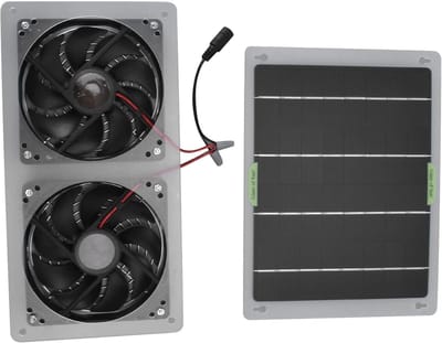 Zonnepaneel Ventilator Kit - Zonne Ventilator - Ventileren Kas - Draagbaar Dubbele Uitlaat - 100W 12V