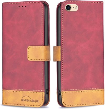 BINFEN Hoesje - Geschikt voor iPhone SE (2022/2020), iPhone 8 / 7 Hoesje - BINFEN Color Book Case - Rood