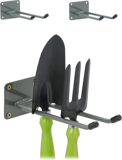 Doodadeals® Bezemhouder - Ophangsysteem Bezem - Tuingereedschap - 24 cm lang- Staal - Set van 3