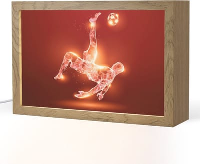 Nachtlampje 30x20 cm - Kinder lampje - Voetballer - Omhaal - Rood - Neon - Tafellamp kinderkamer - Slaapkamer lamp - Bedlamp kinderen - Kinderlampje stopcontact - Wandlamp babykamer - Nachtlampjes