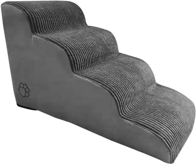 Honden trapjes - Huisdier helling - Veilig klimmen - 4 lagen spons - 80x42x50 cm - Grijs corduroy
