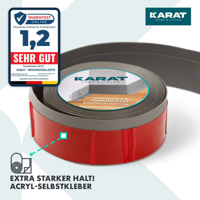 FLOORDIREKT Oslo Plint - Op maat Gezaagd & Zelfklevend - Stevig - Acryl - Grijs - 15 m