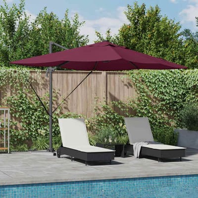 vidaXL - Parasol - 352 - x - 251 - x - 265 - cm - Polyester - en - Aluminium - Bordeaux - Rood