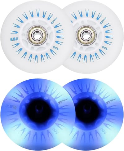 Kleurrijke LED Inline Skate Wielen 80mm - 4 Stuks Knipperende Roller Wielen voor Binnen en Buiten, Perfect voor Scooters en Skateboards, Blauw