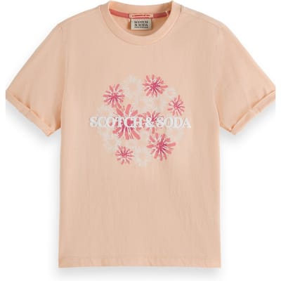 Scotch & Soda Girl Relaxed-fit Garment-dyed T-shirt With Front Artwork Pow Taglia: 16 | T-shirt Outlet | kids | Bianco