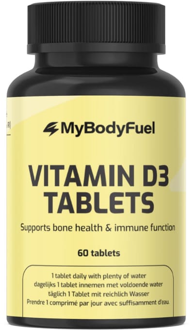 MyBodyFuel - Vitamine D3 Tabletten - 25 µg (1000 IE) - Vitamine D voor Volwassenen - 60 Tabletten