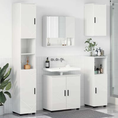 vidaXL - Badkamermeubel - Set - 5 - st - Hoogglans - wit - 61 - x - 35 - x - 64 - cm