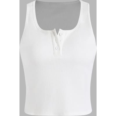 Basis Knop Gedetailleerde Crop Top