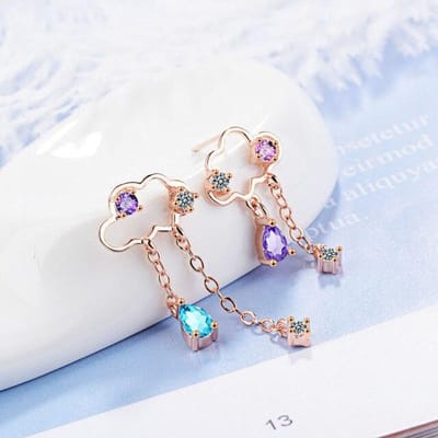 Boucles d'oreilles en Argent 925 Pour Charme Femmes Avec Améthyste Pierre Aquamarine Longues Pendantes Boucles d'oreilles Fête Vente en Gros Cadeau Nouvelle Collection
