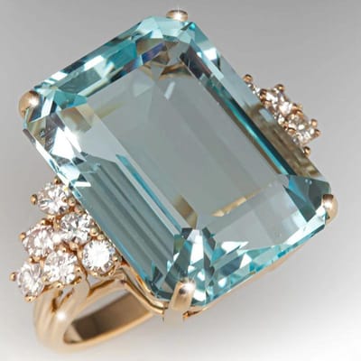 Huitan Prachtige Dames Ring Goudkleurig Luxe Bruiloft Feest Ingelegd Helderblauw Kubisch Zirconia Accessoires Mode Chic Sieraden 9 gray