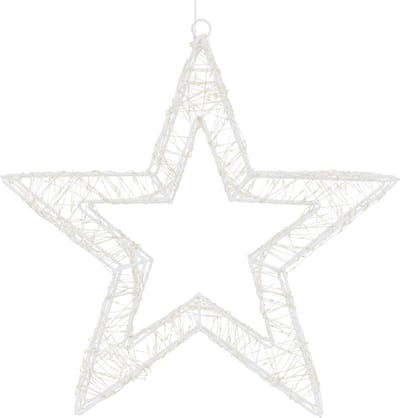 Metalen krans/verlichte decoratie ster met warm wit licht 50 cm - met timer - Kerstverlichting/verlichte figuren