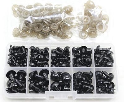 Knaak Veiligheidsoogjes - Dierenogen - 6 - 12 mm - Incl. Opbergdoos - 100 Stuks - Zwart