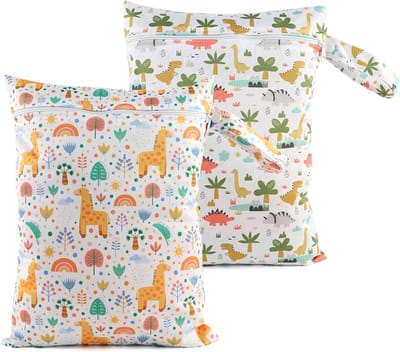 Luiertas voor baby's, 2 stuks, waterdicht, waterdicht, met ritssluiting, zwemmen, reizen, fitness, strand (dieren, 36 x 26 cm), Dieren, Modieus