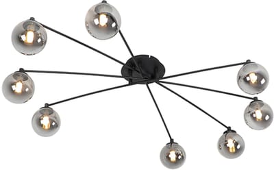 QAZQA athens - Moderne Plafondlamp - 8 lichts - L 1000 mm - Zwart - Woonkamer | Slaapkamer | Keuken
