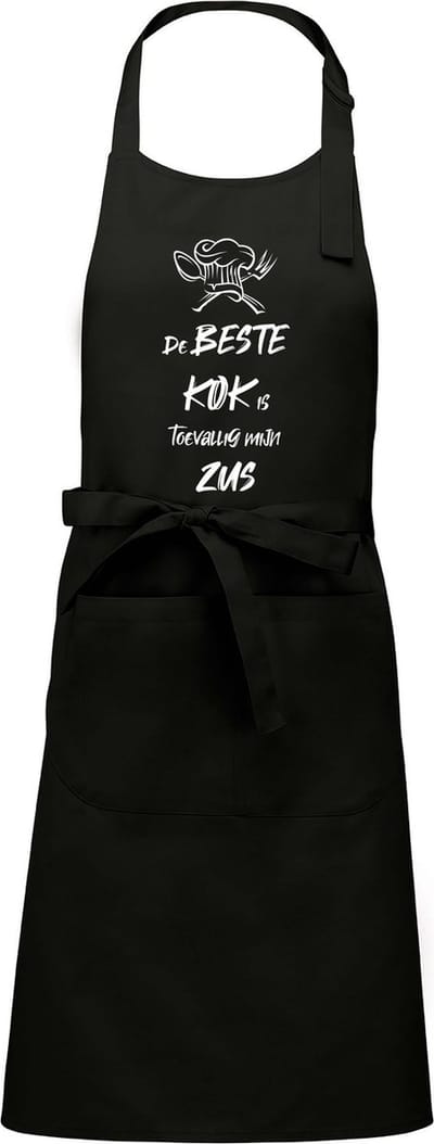 Mijncadeautje - Schort - De beste kok is toevallig mijn - ZUS - Mooie - grappige - leuke Keukenschort - Zwart