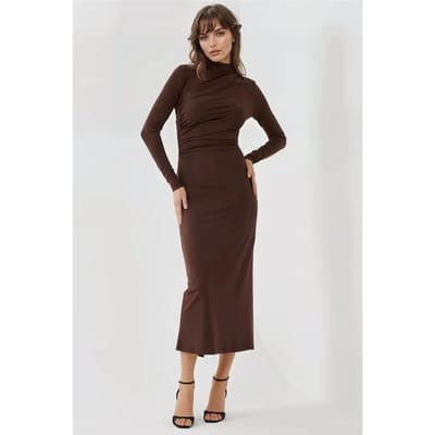 Bodycon Gedrapeerde Midi-jurk