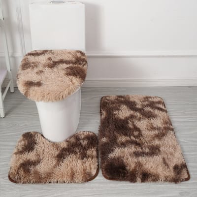 Badmatten Set 3-Delig - Ultrazacht Microfiber & Antislip - Inclusief U-Mat En Wc-Brilhoes - Wasmachinebestendig - koffiebruin