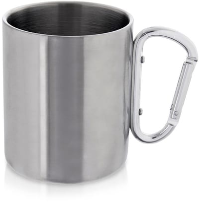 Orion - Stalen Reismok - 350 ml - Karabijnhaak Handvat - Dubbele Wand