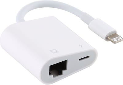 Ethernet Adapter geschikt voor iPhone en iPad - Internet - 8-pin naar Ethernet (RJ45) en 8-pin kabel - Wit - Provium