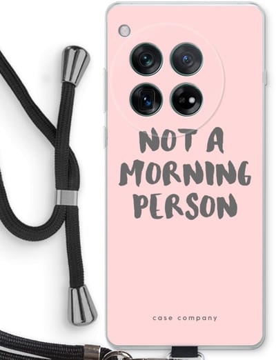 Case Company® - Hoesje met koord geschikt voor OnePlus 12r hoesje met Koord - Morning person - Telefoonhoesje met Zwart Koord - Bescherming aan alle Kanten en Over de Schermrand