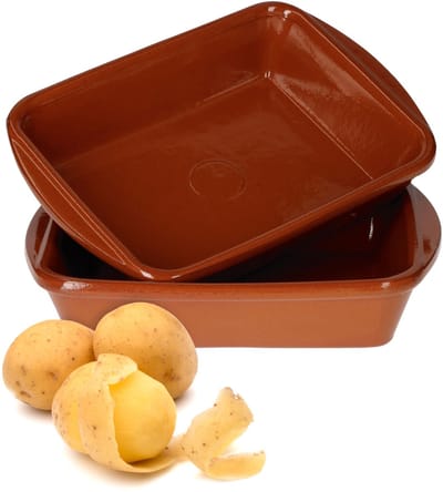 Set van 2 rechthoekige kleikommen 20x14,5cm - 99523