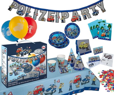 Tib Feestpakket Politie Jongens Papier Blauw 60-delig