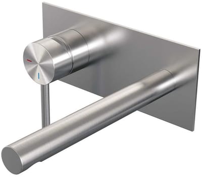 Brauer Brushed Edition Inbouw Wastafelmengkraan met Rechte Uitloop en Afdekplaat Model A2 RVS Geborsteld PVD