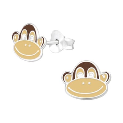 Aramat Jewels | Oorbellen | Zilveren Kinder Oorbellen Aapjes | Aap-10x8mm | |10mm | Zilver | Kinderen | Verkleurd niet