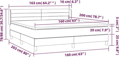 vidaXL - Boxspring - met - matras - stof - blauw - 160x200 - cm