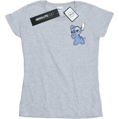 Disney Dames/Dames Lilo And Stitch Rugzijde Borstprint Katoenen T-Shirt (Sportgrijs)