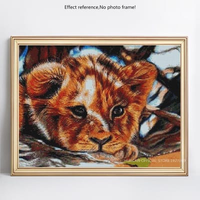Broderie Diamant Animal Forage Complet Rond 5D DIY Peinture Diamant Tigre Broderie Image 20X30CM brown