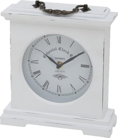 Deco by Boltze Tafelklok St James - antiek wit - B21 x H23 cm - glas/hout - stijlvolle historische look