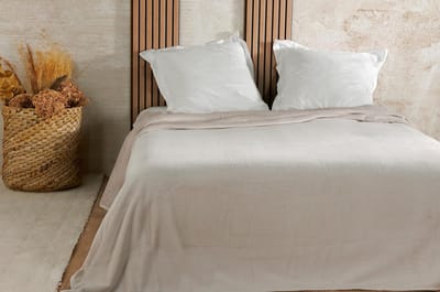 Fluwelen sprei met wafelpatroon, 180 x 240 cm, ivoorkleurig