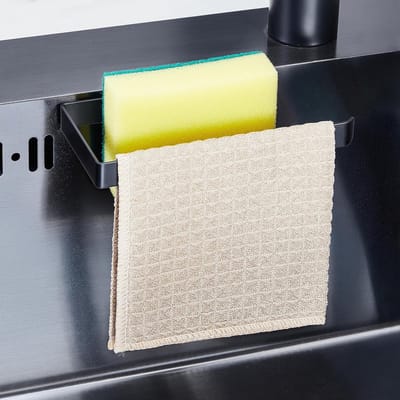 Zelfklevende Houder voor Spons en Keuken Doekjes, Rvs Caddy voor Afwasborstels en Keukengerei, Praktische Oplossing voor de Keuken en Spoelbak