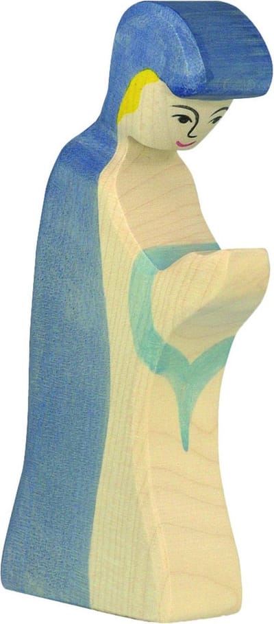 HOLZTIGER Kerstmis - Maria Blauw/Wit - 10X3X16Cm - Houten Figuur - Handgemaakt