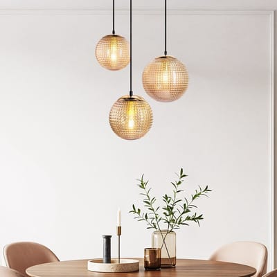 LumenXL - Design hanglamp in amber glas, 3-lichts - Sila