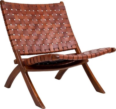 Monk fauteuil bruin leder.