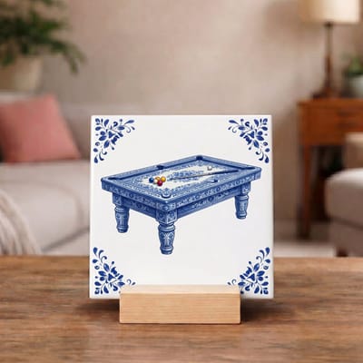 Delftsblauw Tegeltje 11x11 Biljarttafel – Mancave Wanddecoratie Cadeau
