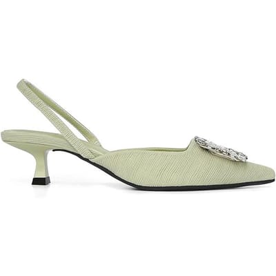 Escarpins d'été en cristal pour femmes, chaussures de mariage élégantes à talons aiguilles, bout pointu, talons hauts, bride arrière, sandales en tissu et strass 39 beige