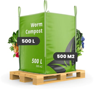 Wormenmest – Vermicompost - Wormencompost (Bigbag 500 Liter – voor 500m2) - Organifer