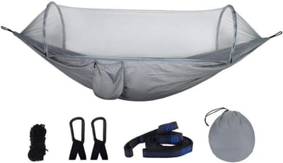 Hangmat met klamboe - Kampeerhangmat - Outdoor ontspanning - Lichtgewicht ontwerp - 270x140cm - Grijs