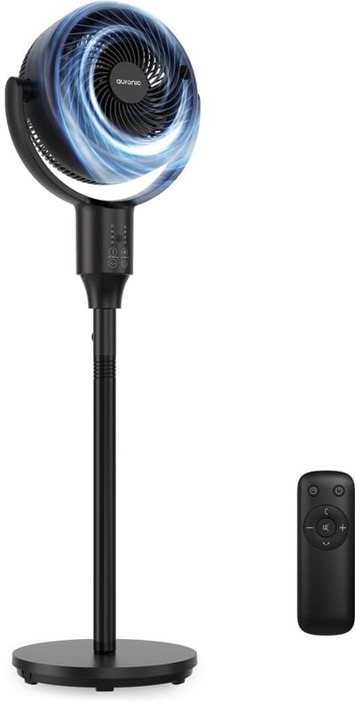 Auronic Statiefventilator - Staande Ventilator - Luchtkoeler - Vloer en tafelventilator - Omni - 3 Snelheden - Stille Ventilator - Fan - Met Afstandsbediening - Zwart