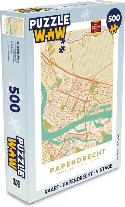 Puzzel Kaart - Papendrecht - Vintage - Legpuzzel - Puzzel 500 stukjes
