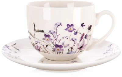 Kop en Schotel Porselein Bloemen LOUKA 260 ml - Koffiekopjes - Theekopje - Kopjes - Theemokken - Mokken